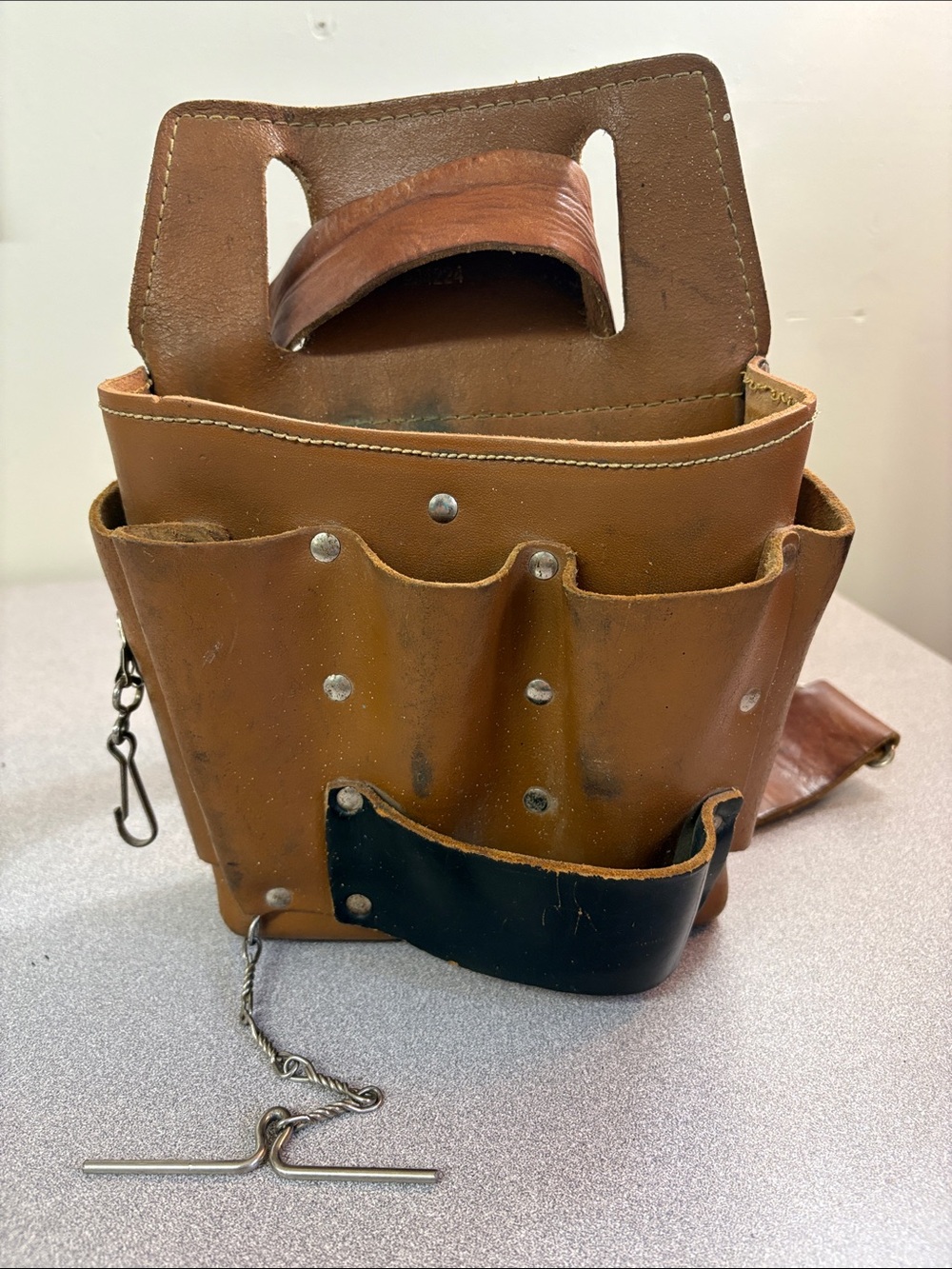 Sears Vintage Heavy Duty Leather Electricians Tool Pouch with Leather Strap